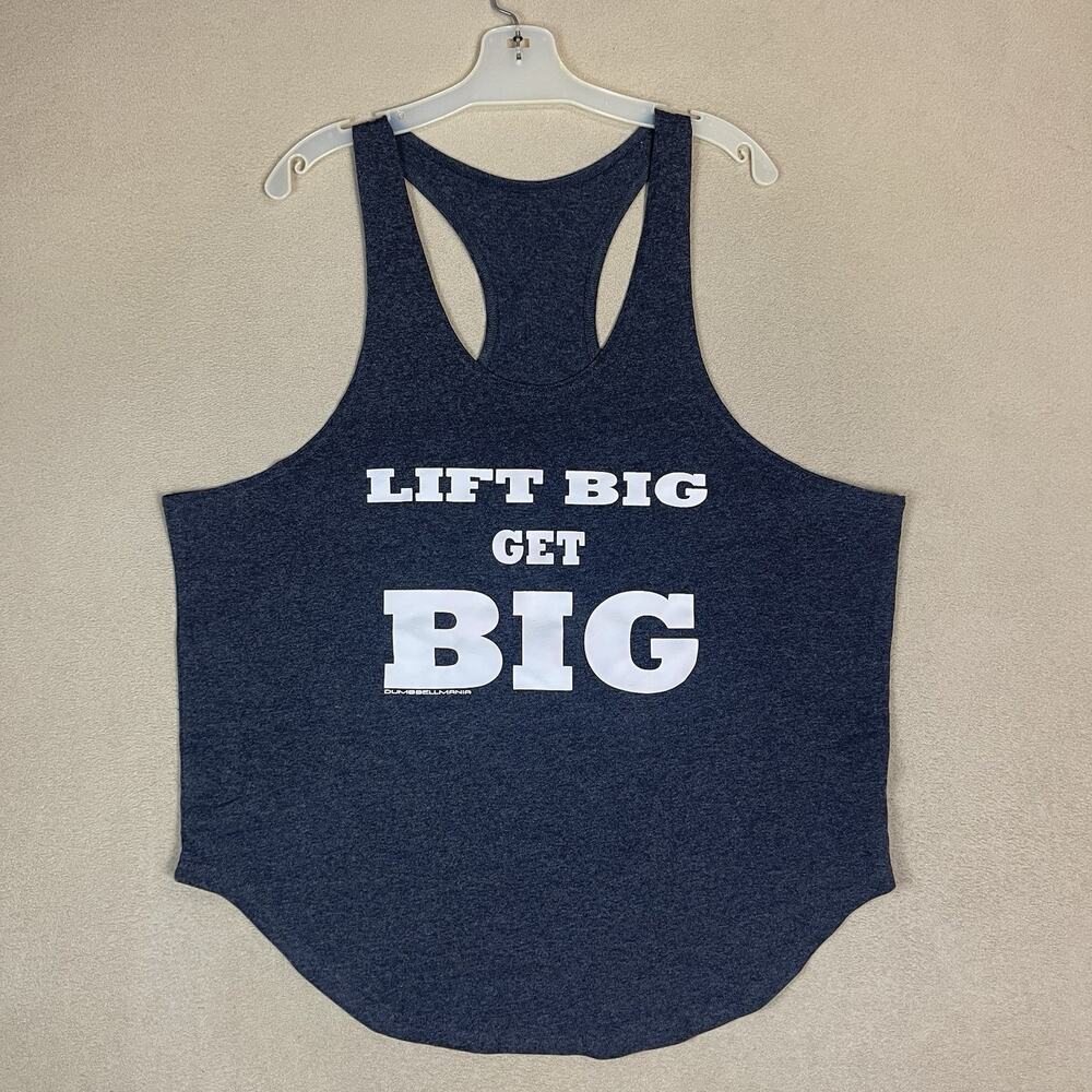 Kos USA Tank Top Mens L Gray Racerback Lift Big‎ Get Big Muscle Sleeveless Top